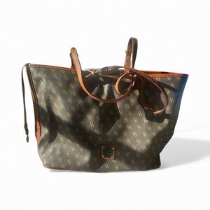 Dooney & Bourke Extra Large Grey and Tan Monogramed Tote